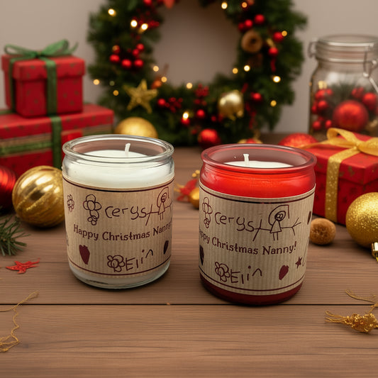 Customisable Christmas Candle - personalise with your kids' drawings!