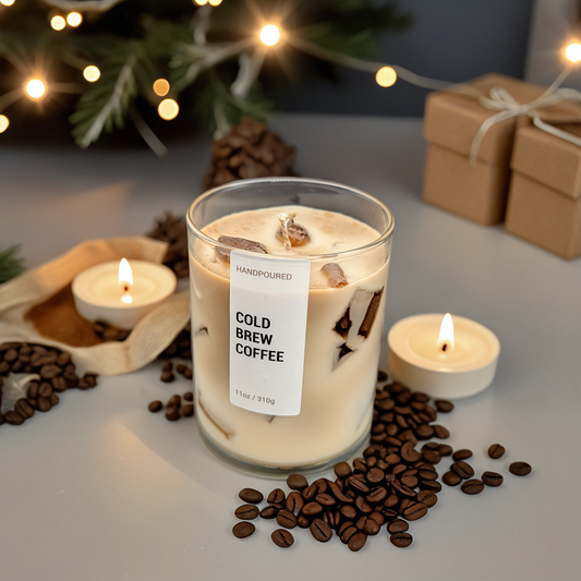 Iced Coffee Scented Candle: Cold Brew Design Handmade Soy Wax