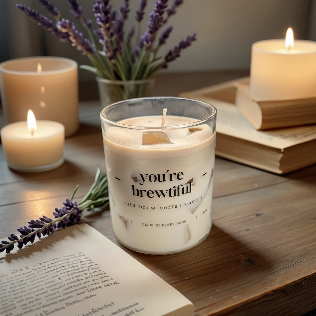 Iced Coffee Scented Candle: Personalisable Cold Brew Design