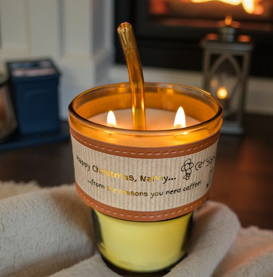 Take-away Coffee Candle with Lid: Personalisable with your child's drawing! Hand-Poured Wax, Unique Design, Looks & Smells Like Coffee!