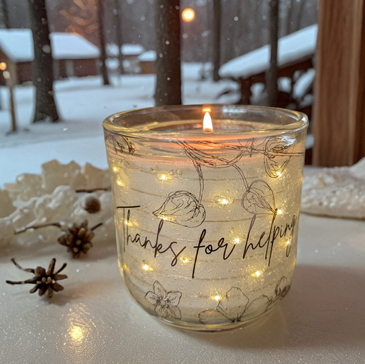 Enchanting Light-up Thank You Candle: Personalisable, Cherry Blossom Scent - Gorgeous Foiling and even Better Smell!